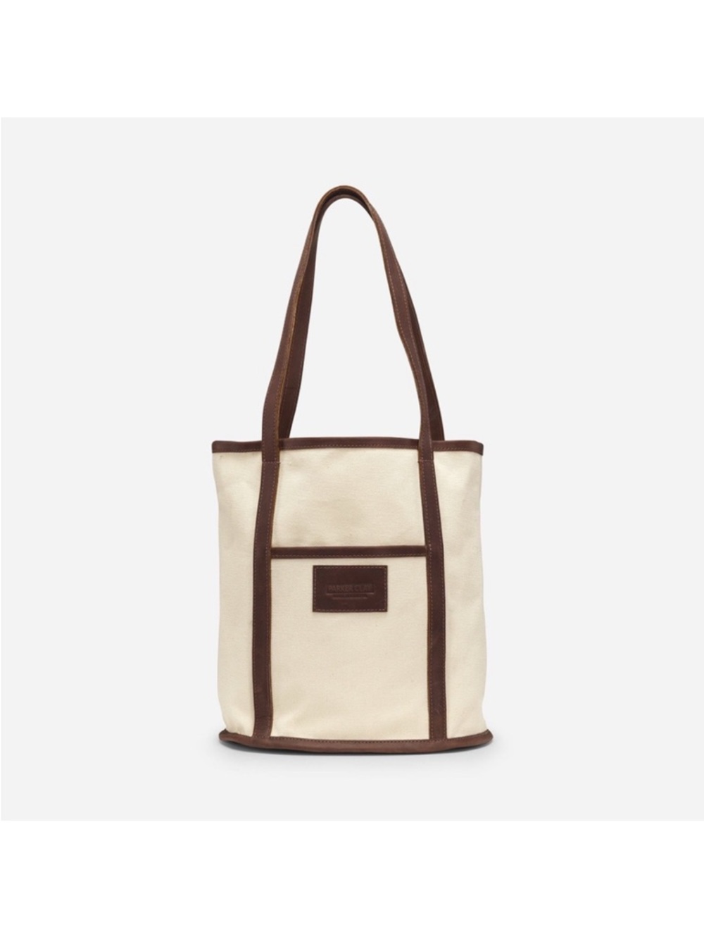 Parker Clay Canvas Tote Bag with Brown Leather Trim